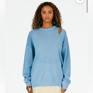 Tibi crispy cotton slit pullover - Sea Blue,M
